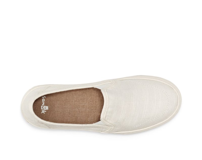 Women Sanuk Avery Hemp Vegan Sidewalk Surfers White | BGS365980