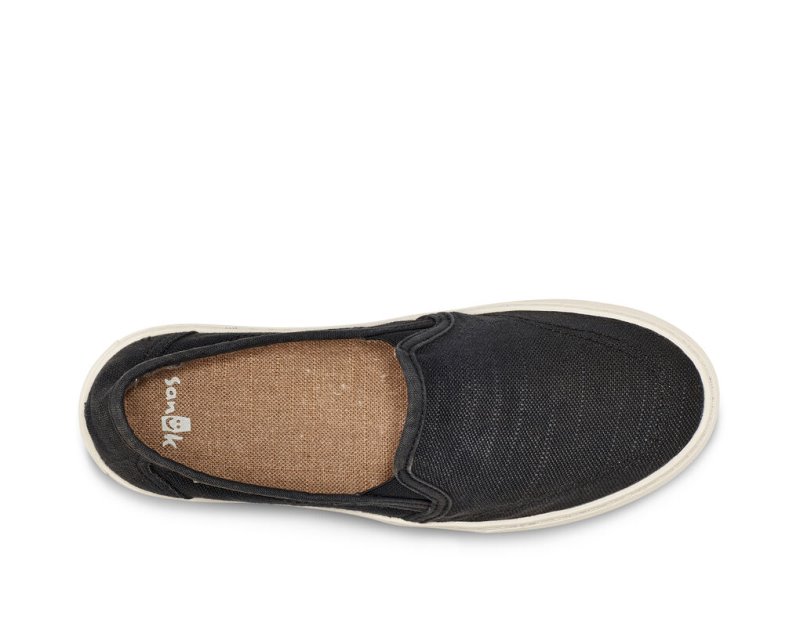 Women Sanuk Avery Hemp Vegan Slip On Shoes Black | BYQ364827