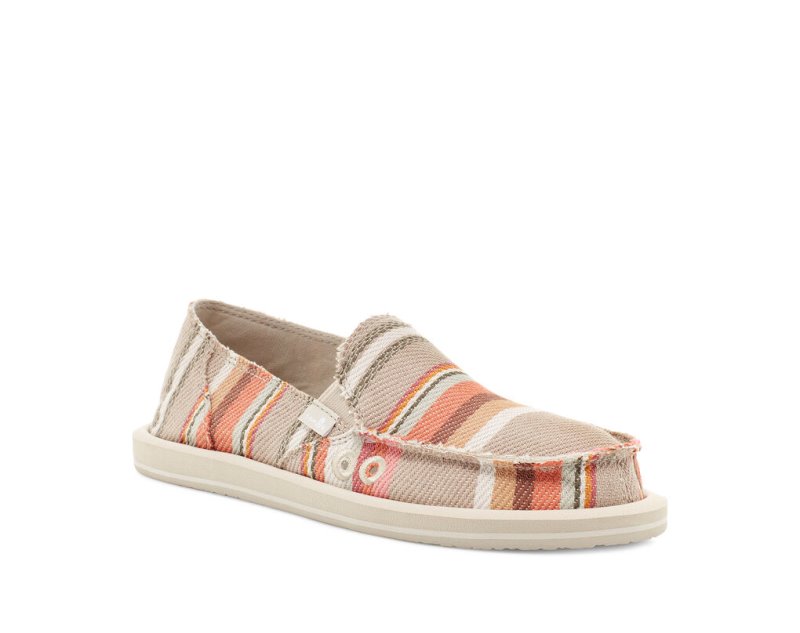 Women Sanuk Donna Blanket Slip On Sidewalk Surfers Khaki | UPZ726409