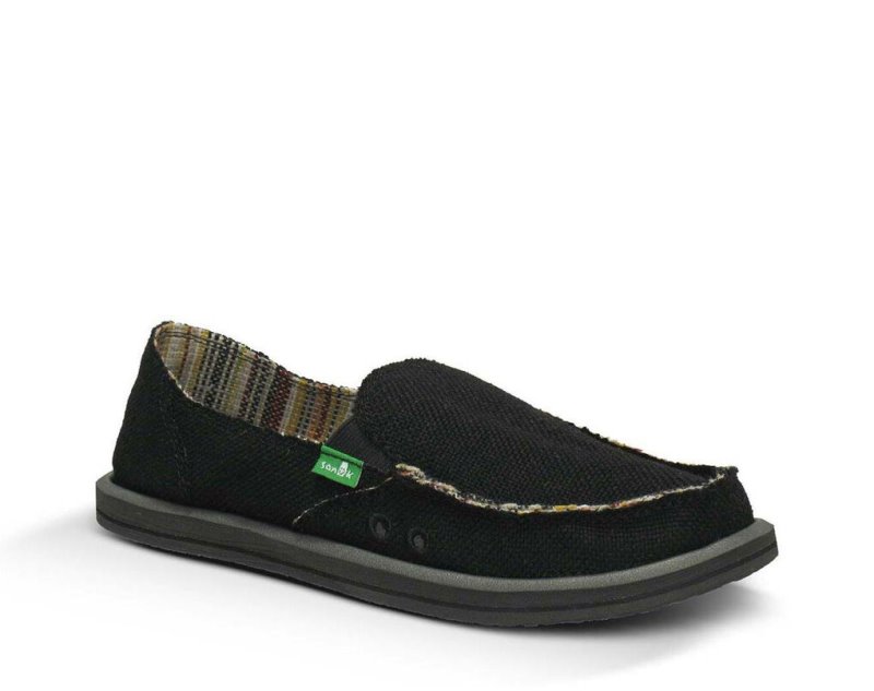 Women Sanuk Donna Hemp Shoes Black | KOW968073