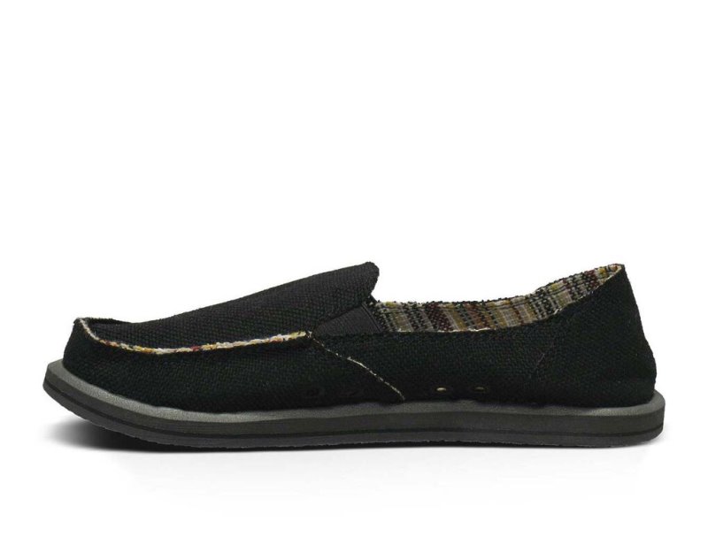 Women Sanuk Donna Hemp Shoes Black | KOW968073