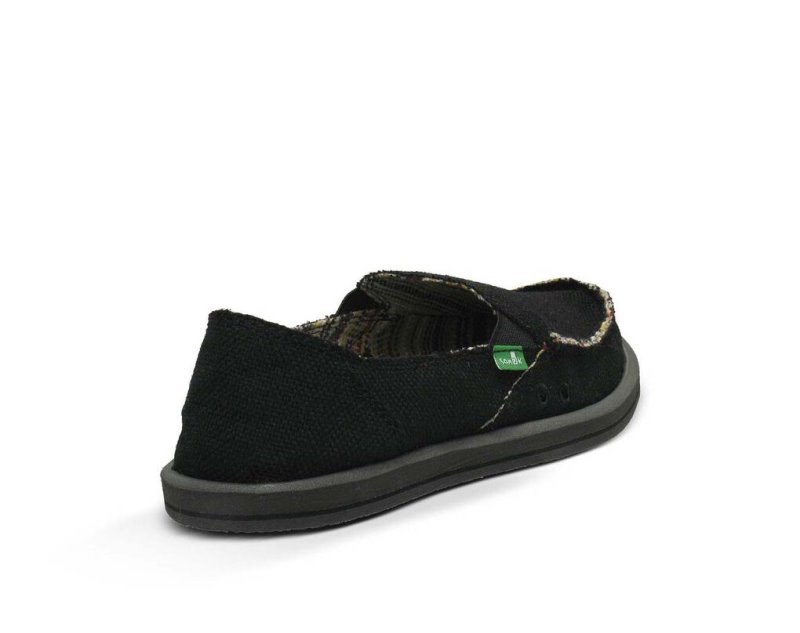 Women Sanuk Donna Hemp Shoes Black | KOW968073