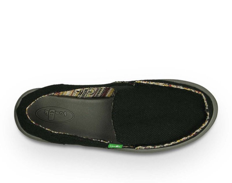 Women Sanuk Donna Hemp Shoes Black | KOW968073