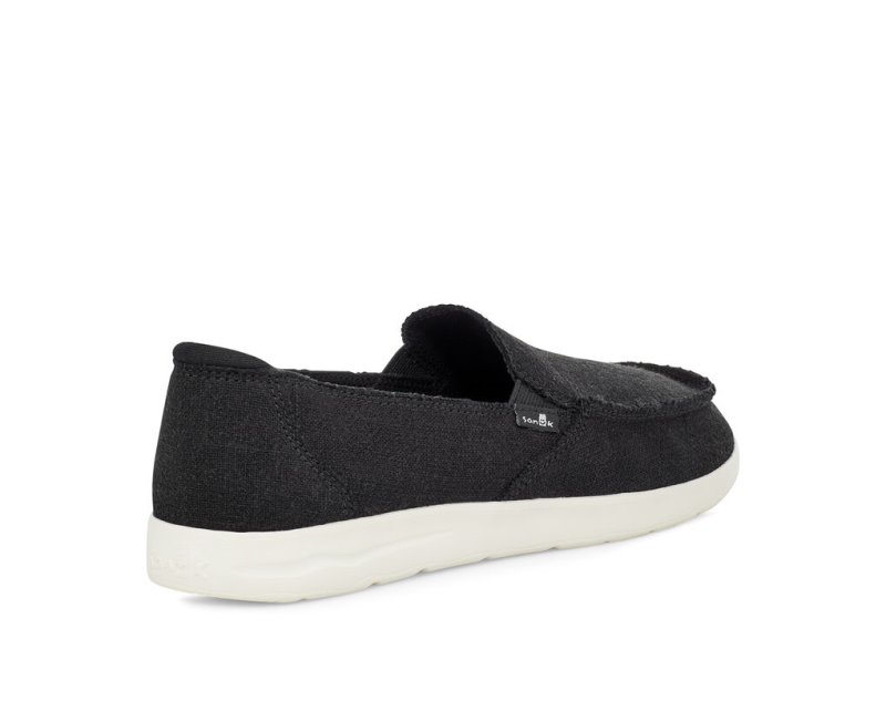 Women Sanuk Donna Lite Tx Canvas Slip On Sidewalk Surfers Black | FJQ837640