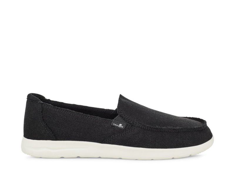 Women Sanuk Donna Lite Tx Canvas Slip On Sidewalk Surfers Black | FJQ837640