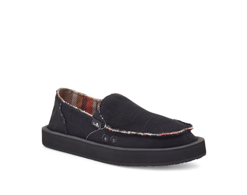 Women Sanuk Donna St Hemp Sidewalk Surfers Black | PST045672