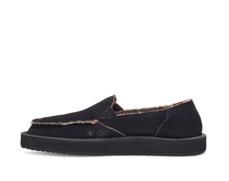 Women Sanuk Donna St Hemp Sidewalk Surfers Black | PST045672