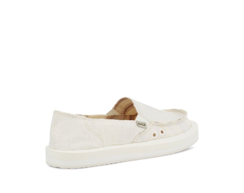 Women Sanuk Donna St Hemp Sidewalk Surfers White | QYD609237