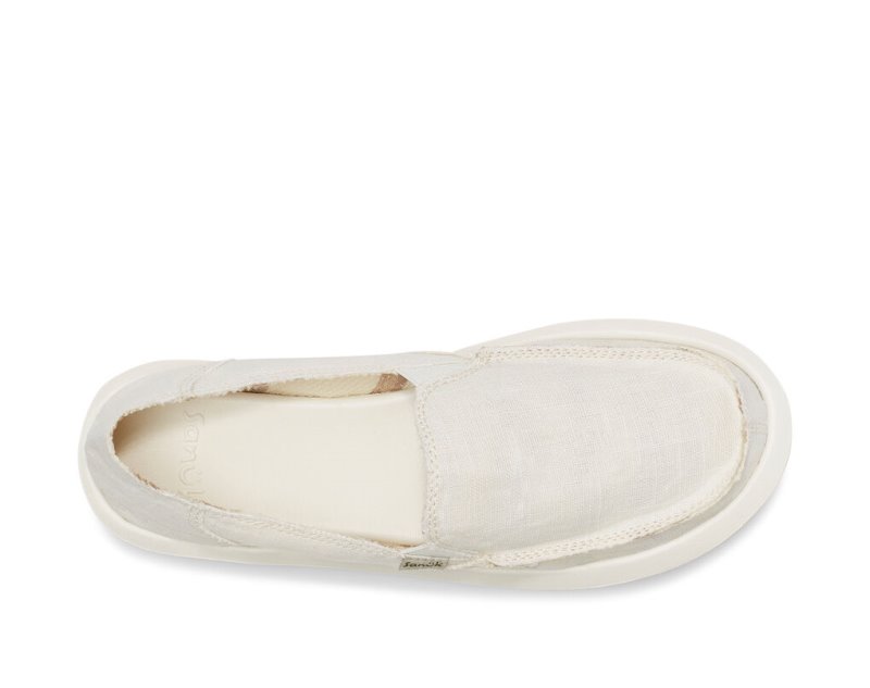 Women Sanuk Donna St Hemp Sidewalk Surfers White | QYD609237