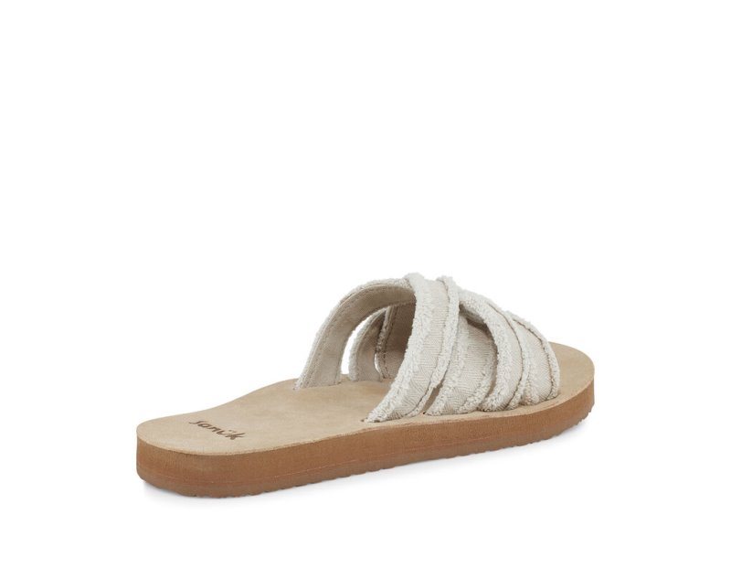 Women Sanuk Fraidy Slide Sandals Beige | SJV341527