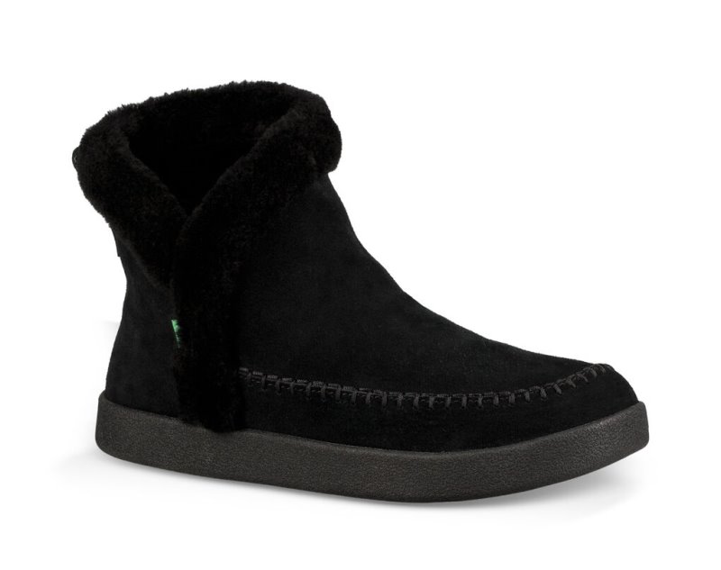 Women Sanuk Nice Bootah Suede Boots Black | SGR157908