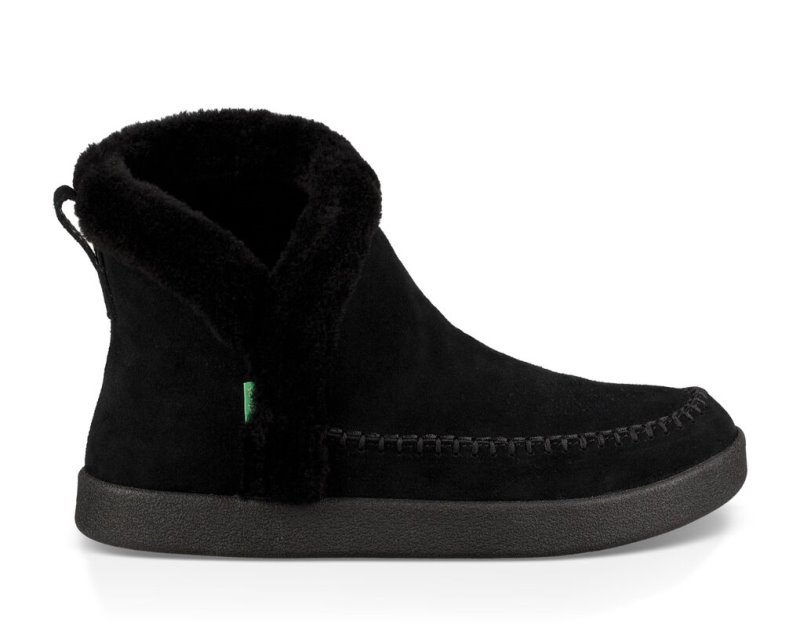 Women Sanuk Nice Bootah Suede Boots Black | SGR157908