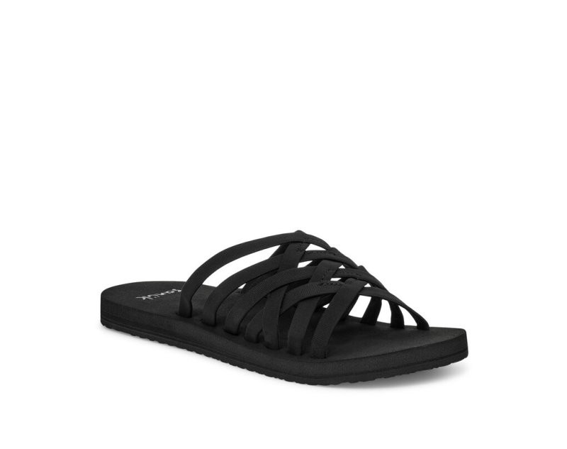 Women Sanuk Rio Slide Flip Flops Black | RWM748031