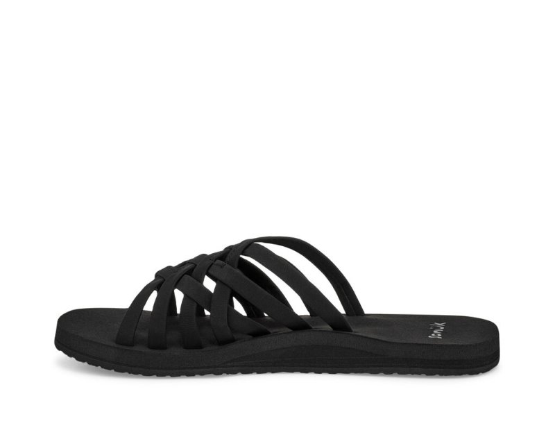 Women Sanuk Rio Slide Flip Flops Black | RWM748031