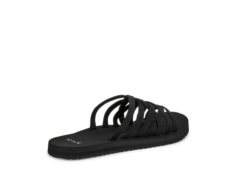 Women Sanuk Rio Slide Flip Flops Black | RWM748031