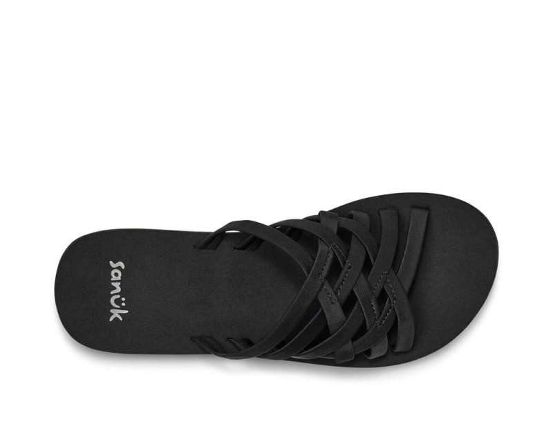 Women Sanuk Rio Slide Flip Flops Black | RWM748031