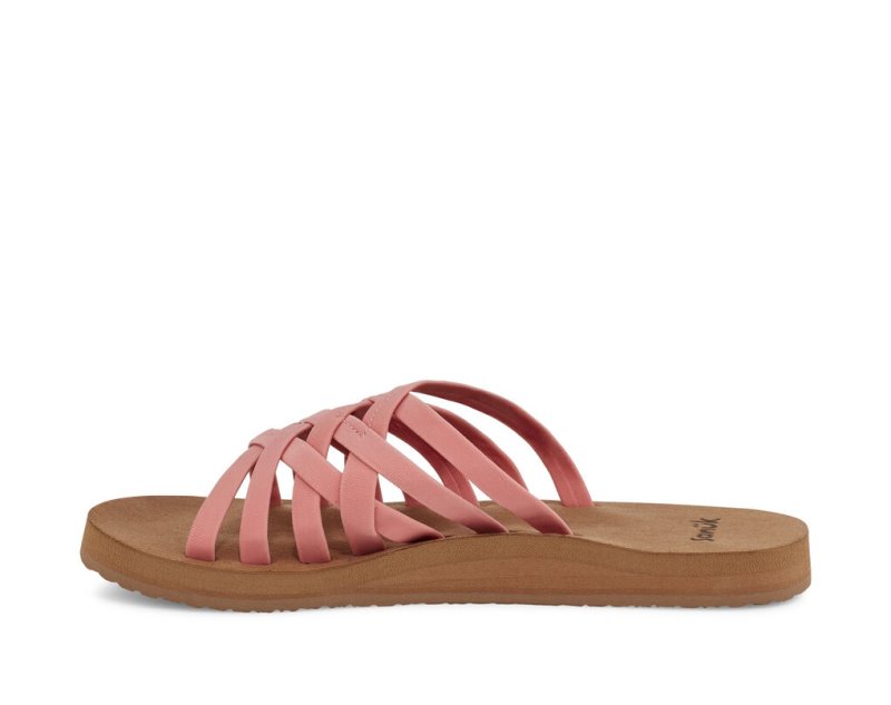 Women Sanuk Rio Slide Flip Flops Pink / Brown | MAP859746