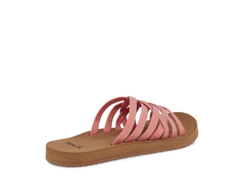 Women Sanuk Rio Slide Flip Flops Pink / Brown | MAP859746