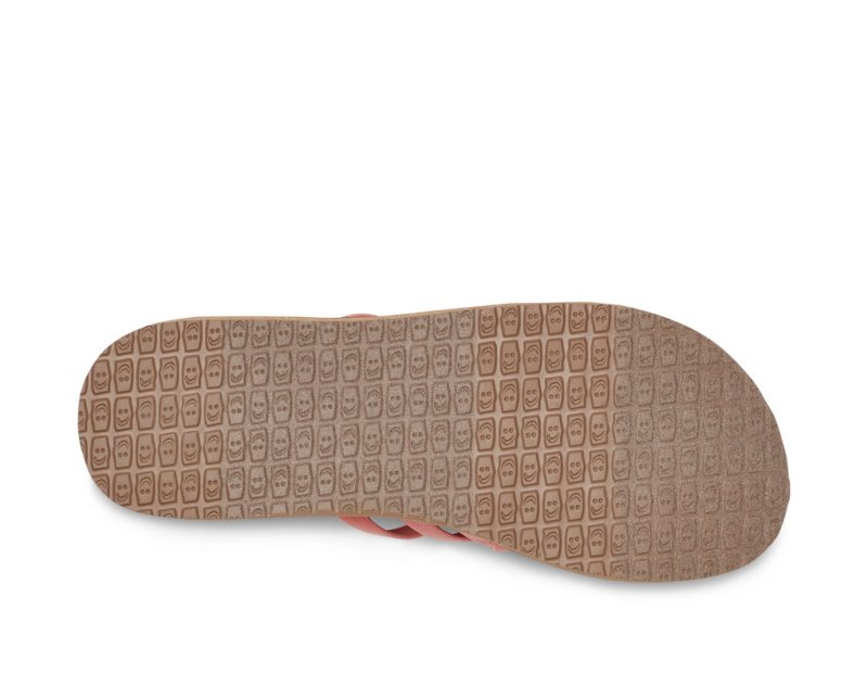 Women Sanuk Rio Slide Flip Flops Pink / Brown | MAP859746