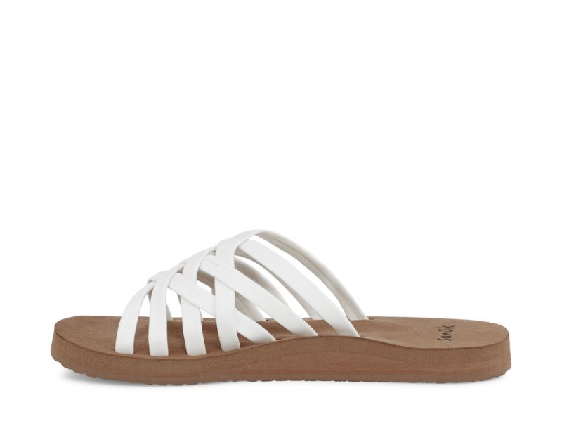 Women Sanuk Rio Slide Flip Flops White / Brown | PFY742816