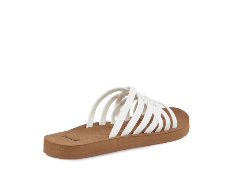 Women Sanuk Rio Slide Flip Flops White / Brown | PFY742816