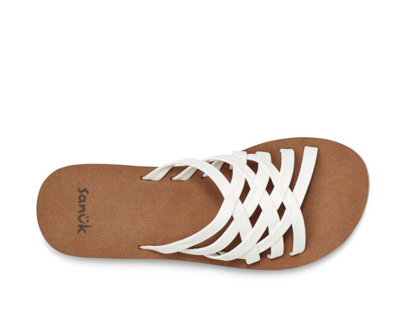 Women Sanuk Rio Slide Flip Flops White / Brown | PFY742816