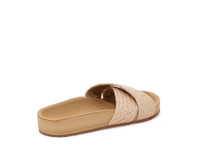 Women Sanuk She Cruzy Jute Vegan Slide Sandals Beige | DFL920765