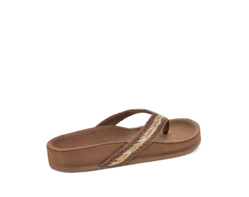 Women Sanuk She Loungy Hemp Flip Flops Beige | VAO627140