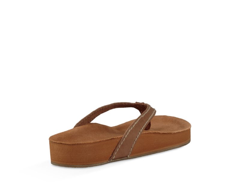 Women Sanuk She Loungy Leather Flip Flops Brown | MUC896407