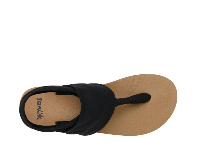 Women Sanuk Sling St Vegan Sandals Black / Brown | ENF094217