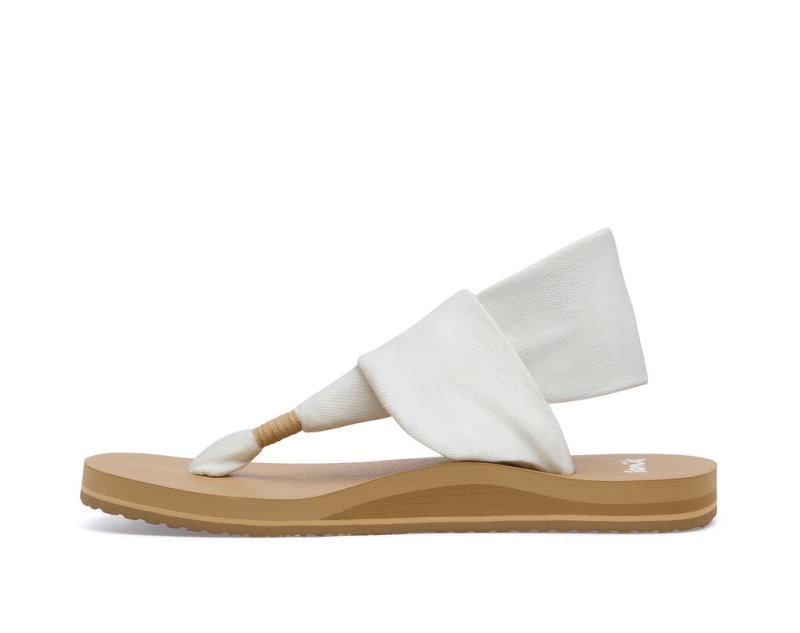 Women Sanuk Sling St Vegan Sandals White / Brown | BTY921670