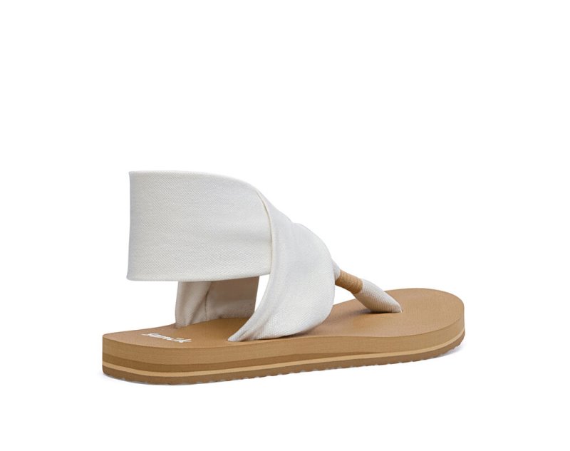 Women Sanuk Sling St Vegan Sandals White / Brown | BTY921670