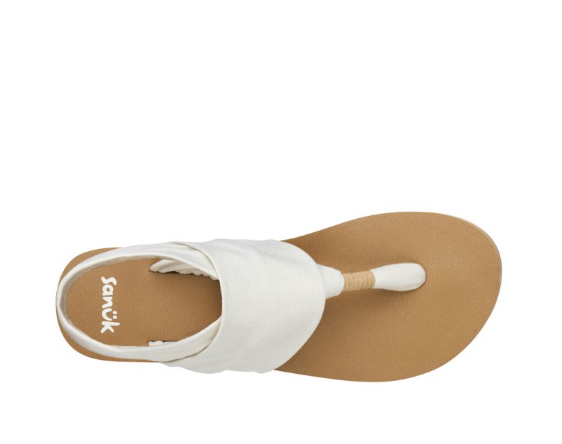 Women Sanuk Sling St Vegan Sandals White / Brown | BTY921670