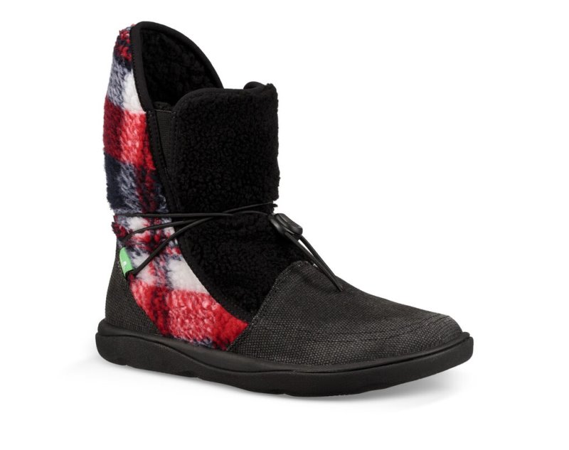 Women Sanuk Tripper Flurry Boots Black | KUX607392