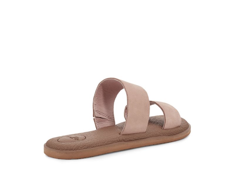 Women Sanuk Yoga Gora Leather Flip Flops Rose | QBL503172