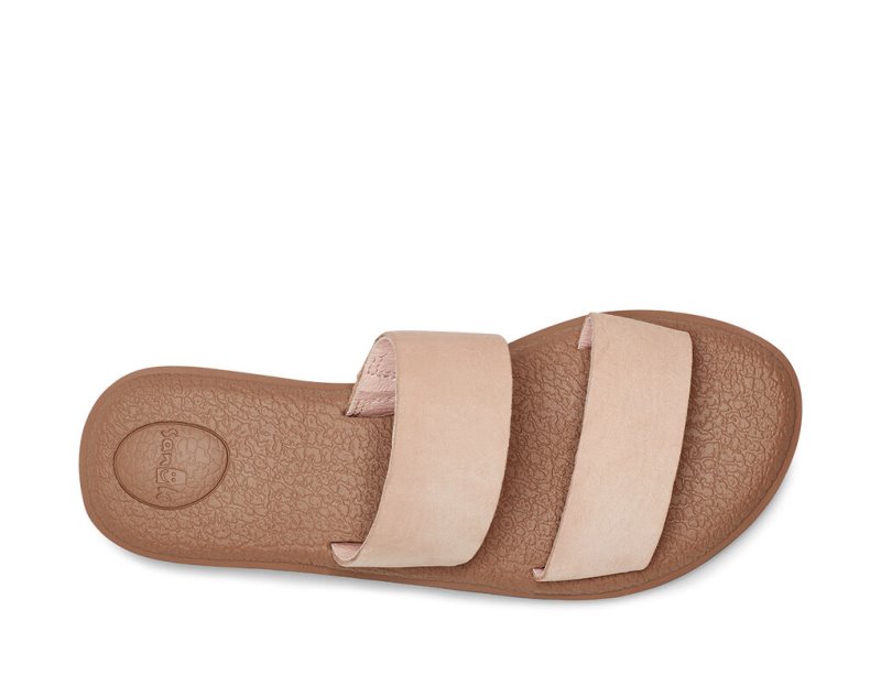 Women Sanuk Yoga Gora Leather Flip Flops Rose | QBL503172