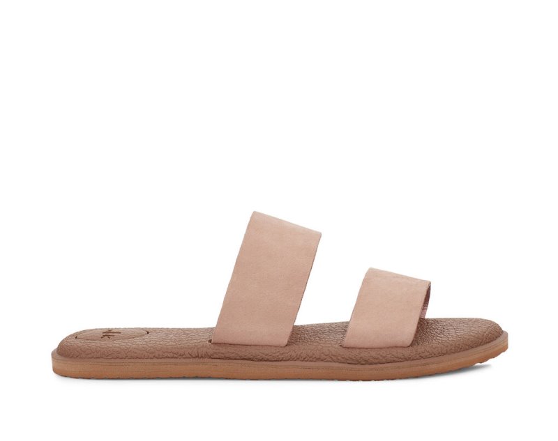 Women Sanuk Yoga Gora Leather Flip Flops Rose | QBL503172