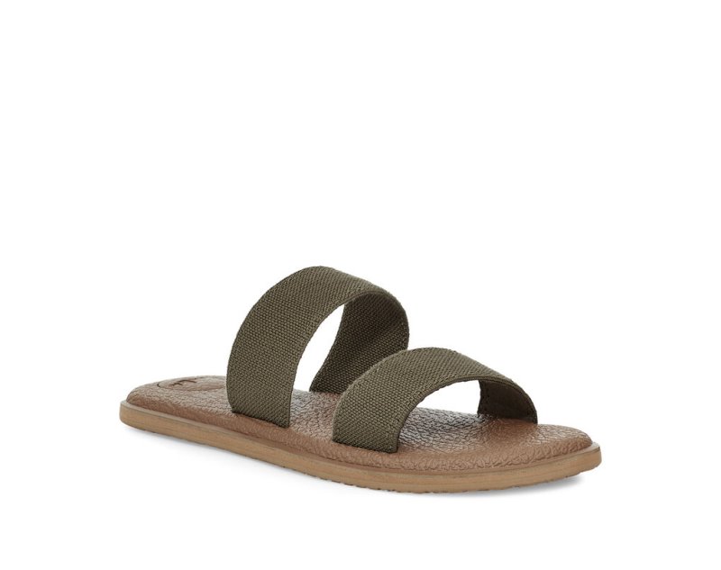 Women Sanuk Yoga Gora Sandals Olive | EJZ034981