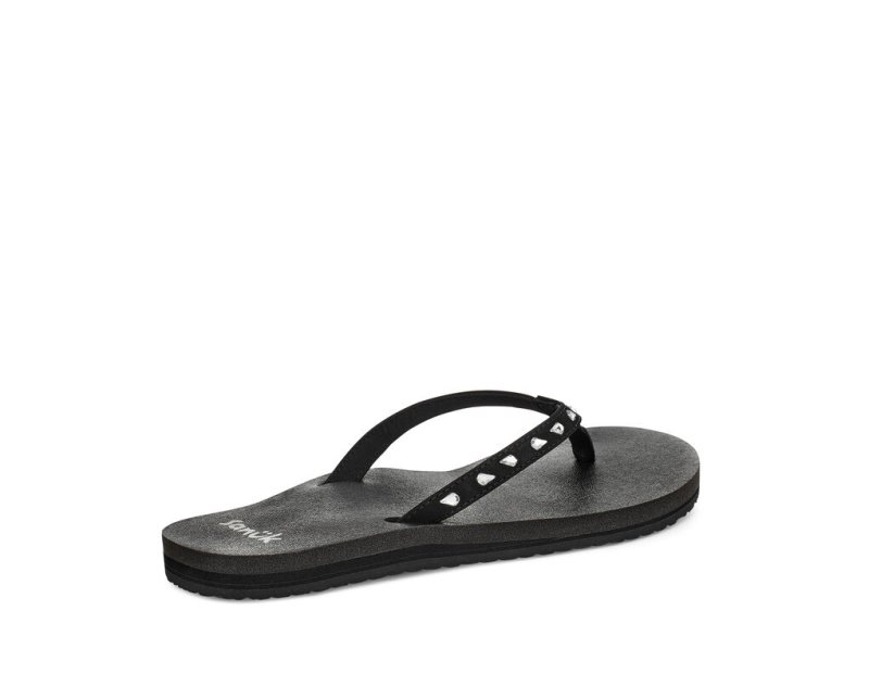 Women Sanuk Yoga Joy Bling Rhinestone Flip Flops Black | ZVE318725