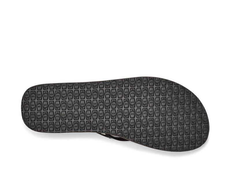 Women Sanuk Yoga Joy Bling Rhinestone Flip Flops Black | ZVE318725