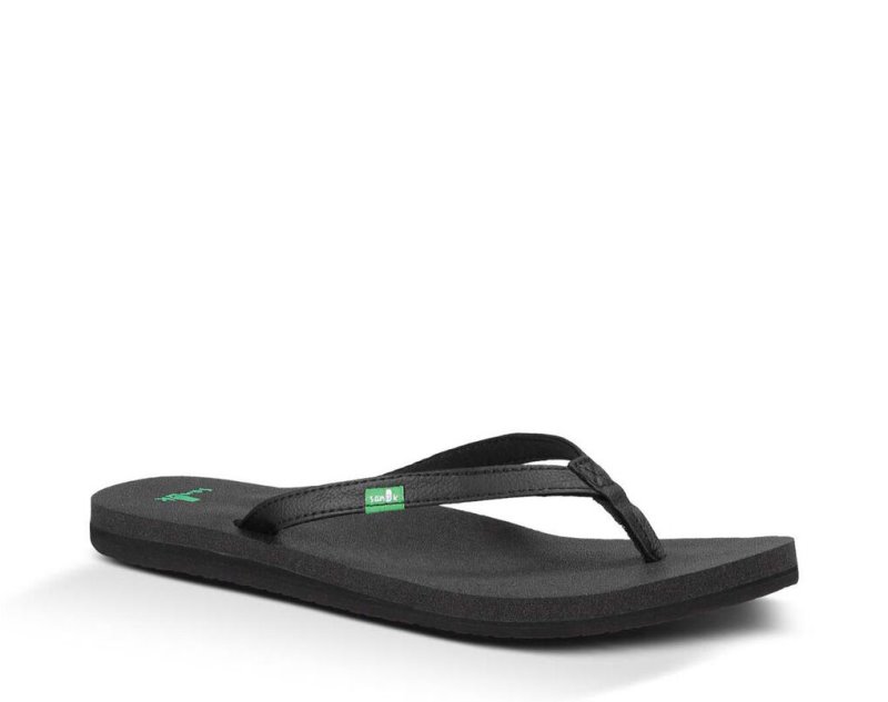 Women Sanuk Yoga Joy Flip Flops Black | ONR079642