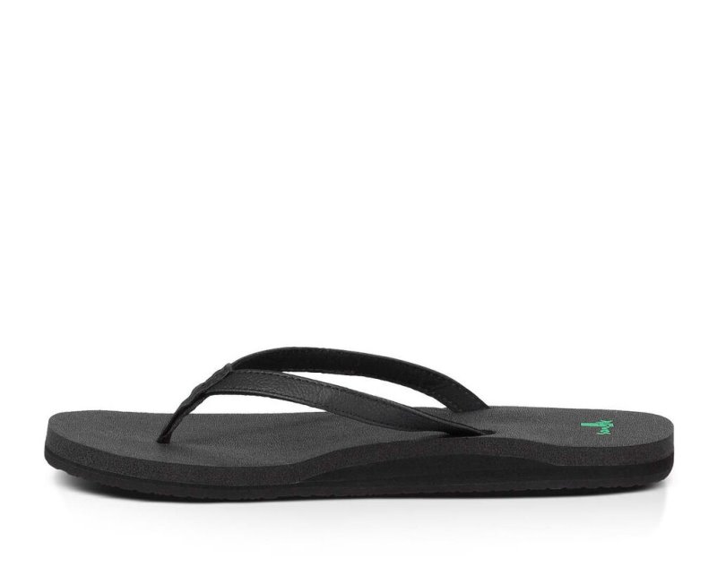 Women Sanuk Yoga Joy Flip Flops Black | ONR079642