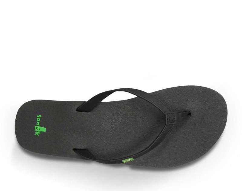 Women Sanuk Yoga Joy Flip Flops Black | ONR079642