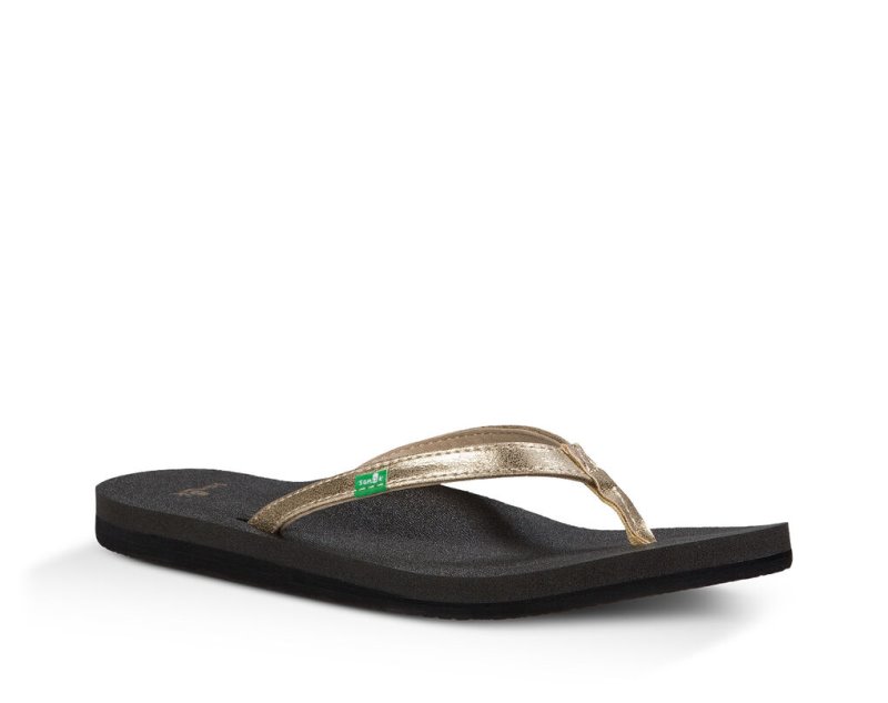 Women Sanuk Yoga Joy Flip Flops Black | SRV523064