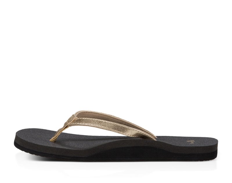 Women Sanuk Yoga Joy Flip Flops Black | SRV523064