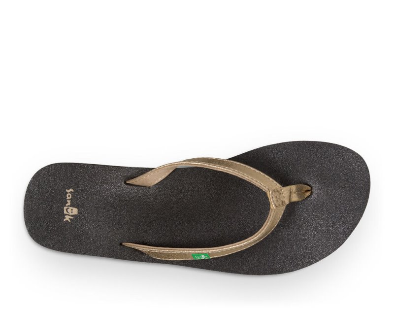 Women Sanuk Yoga Joy Flip Flops Black | SRV523064