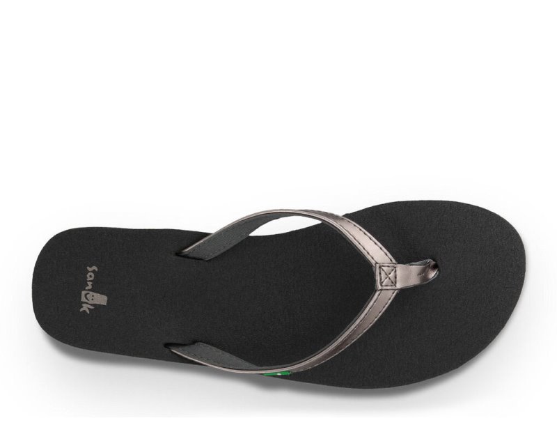 Women Sanuk Yoga Joy Flip Flops Blue Grey | QIM259687