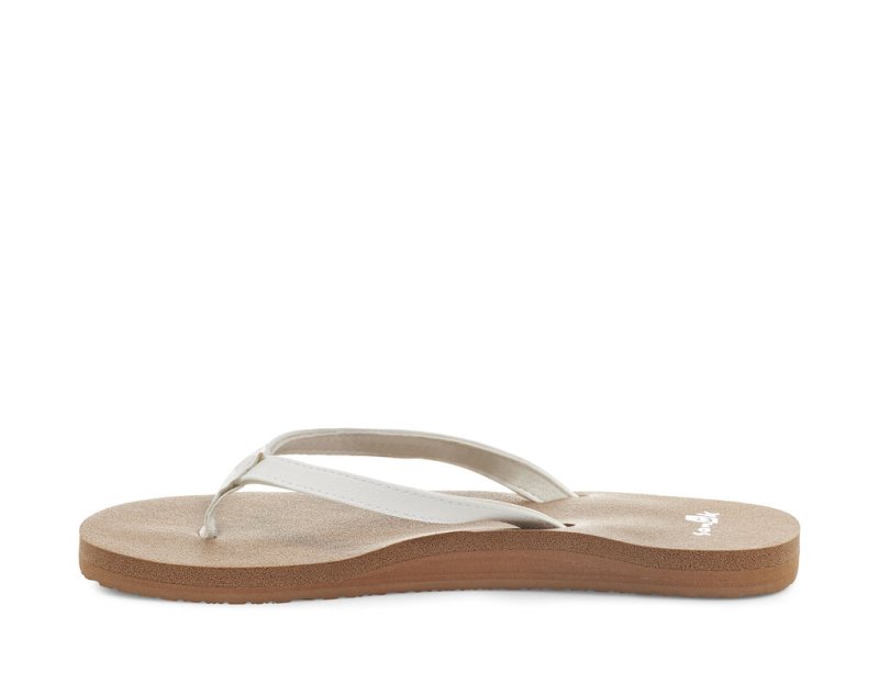 Women Sanuk Yoga Joy Flip Flops White / Brown | LPA780426