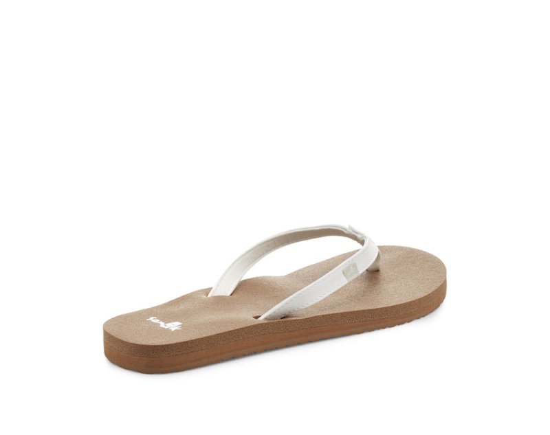 Women Sanuk Yoga Joy Flip Flops White / Brown | LPA780426