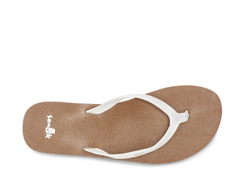 Women Sanuk Yoga Joy Flip Flops White / Brown | LPA780426